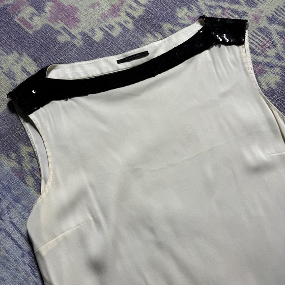 Elie Tahari White Black Sequin Boat Neck Sleeveless Blouse Women's - Picture 6 of 11